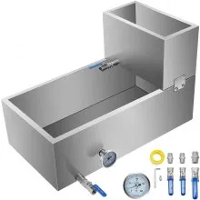 VEVOR - Bandeja evaporadora de jarabe de arce de acero inoxidable de 30 x 16 x 19 pulgadas con válvula y termómetro y bandeja de alimentación para hervir jarabe de arce