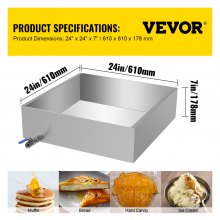 VEVOR - Bandeja evaporadora de jarabe de arce de acero inoxidable de 24.0 x 24.0 x 7.0 in para hervir jarabe de arce