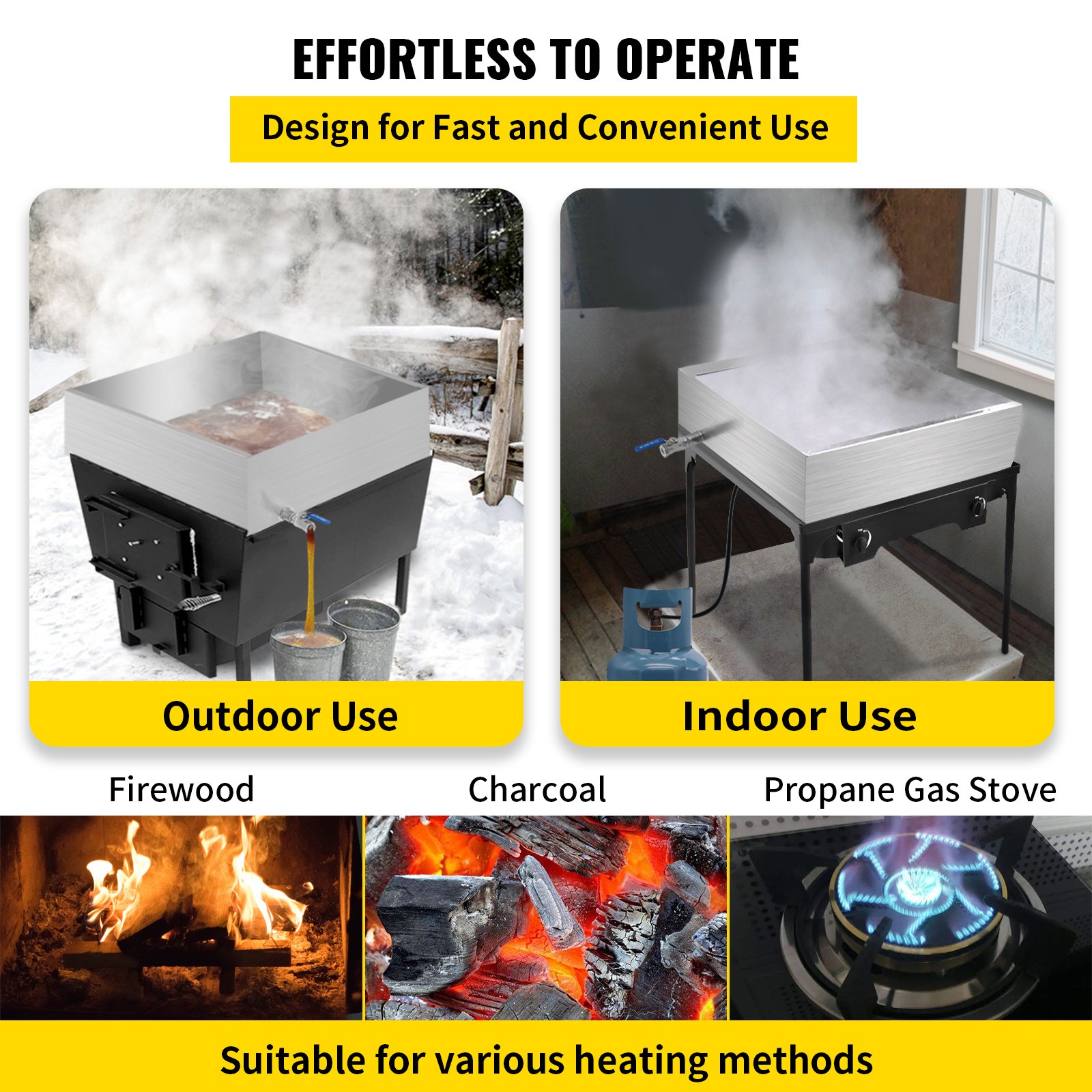 Bandeja evaporadora de jarabe de arce VEVOR de 24 x 24 x 7 pulgadas, de acero inoxidable, para hervir jarabe de arce