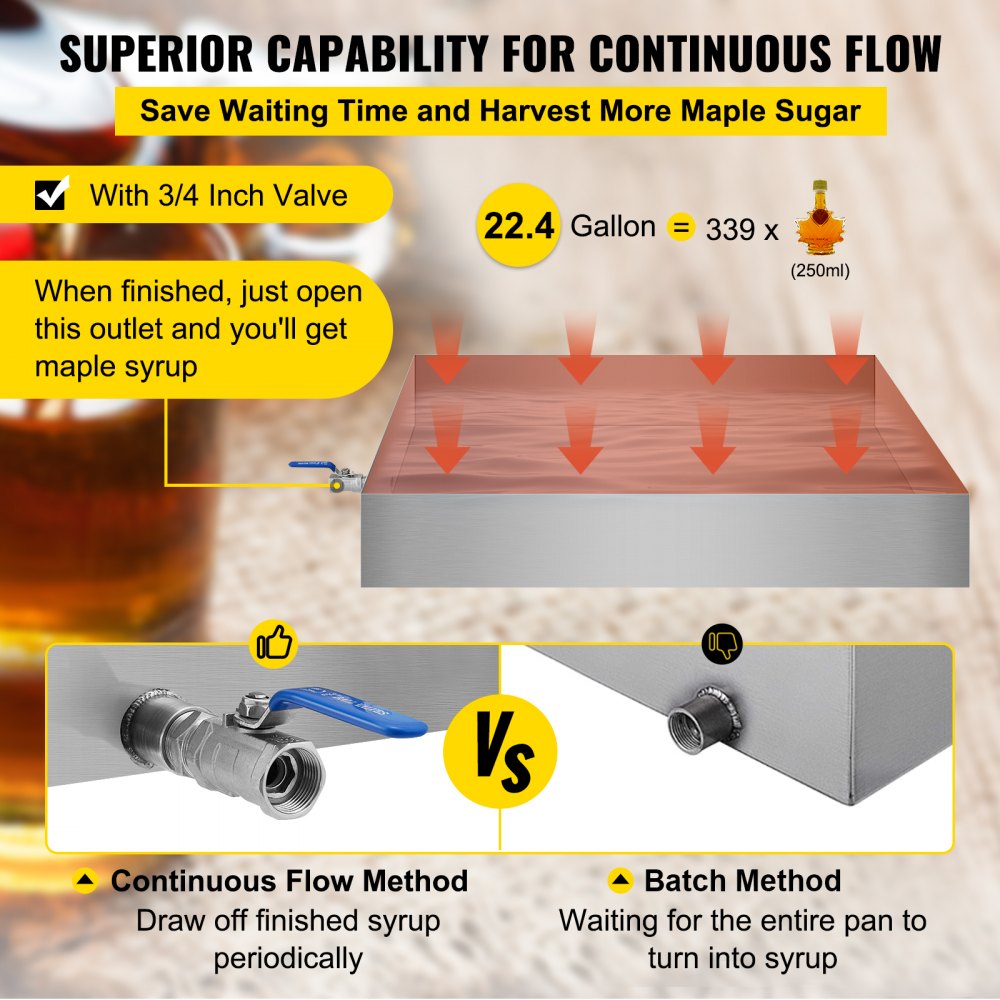 Bandeja evaporadora de jarabe de arce VEVOR de 36 x 24 x 6 pulgadas, de acero inoxidable, para hervir jarabe de arce