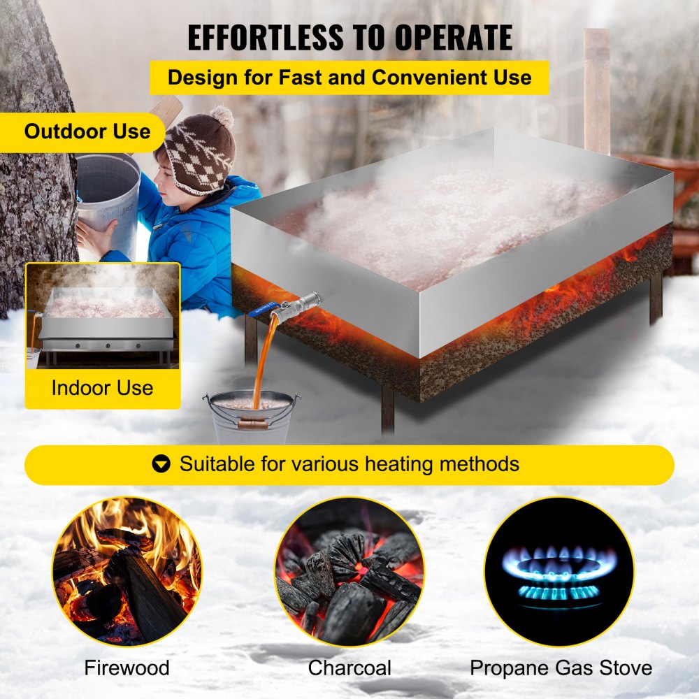 Bandeja evaporadora de jarabe de arce VEVOR de 36 x 24 x 6 pulgadas, de acero inoxidable, para hervir jarabe de arce