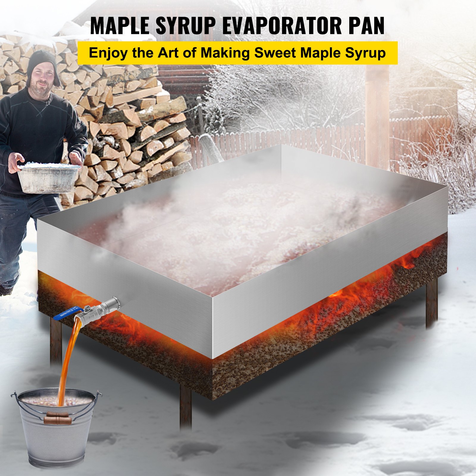 Bandeja evaporadora de jarabe de arce VEVOR de 36 x 24 x 6 pulgadas, de acero inoxidable, para hervir jarabe de arce