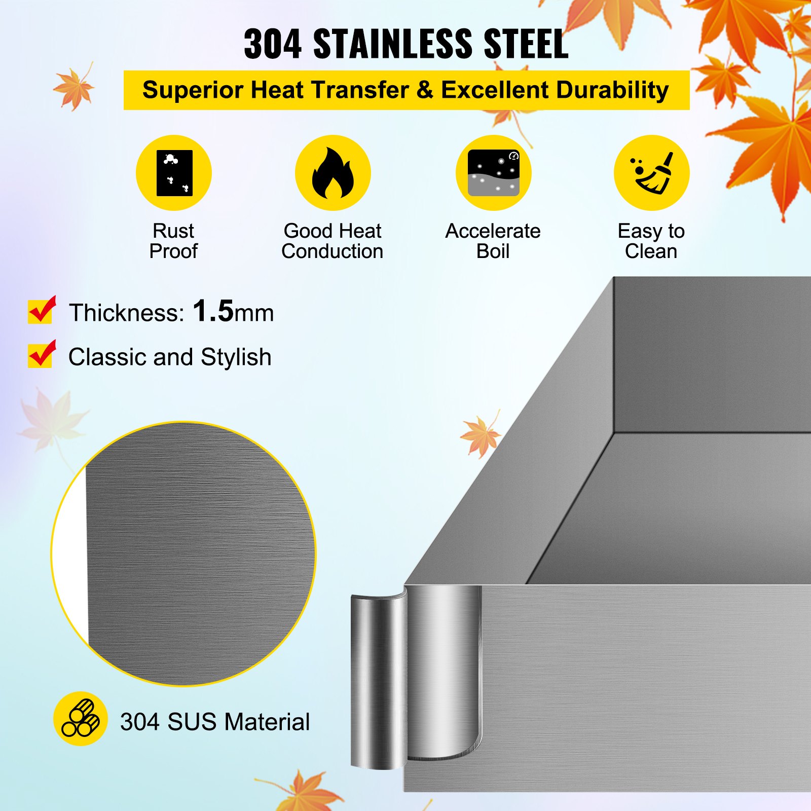 Bandeja evaporadora de jarabe de arce VEVOR de 36 x 24 x 6 pulgadas, de acero inoxidable, para hervir jarabe de arce