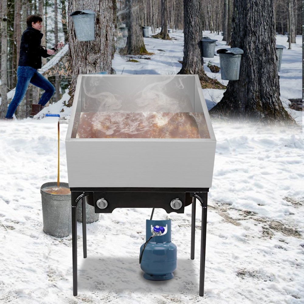 Bandeja evaporadora de jarabe de arce VEVOR de 24 x 24 x 9,5 pulgadas, de acero inoxidable, con válvula