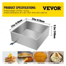 VEVOR - Bandeja evaporadora de jarabe de arce de 24.0 x 24.0 x 9.5 in, de acero inoxidable, para jarabe de arce, con válvula