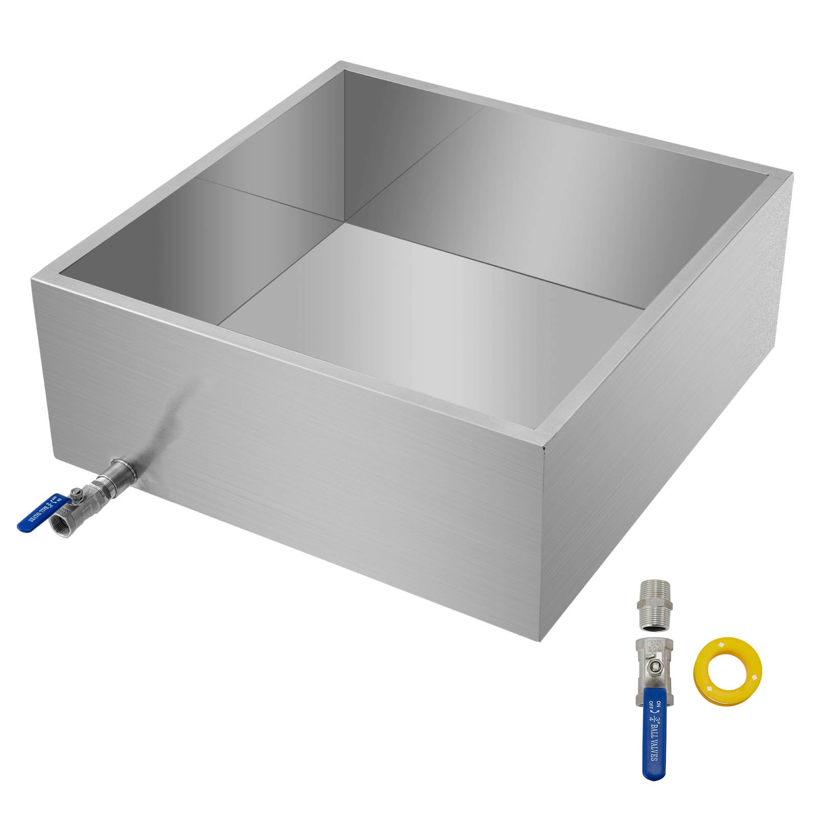 Bandeja evaporadora de jarabe de arce VEVOR, acero inoxidable con válvula y accesorios adicionales.