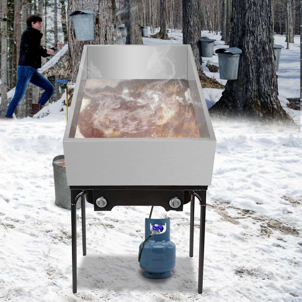 Bandeja evaporadora de jarabe de arce VEVOR de 36 x 24 x 9,5 pulgadas, de acero inoxidable, con válvula