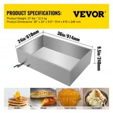VEVOR - Bandeja evaporadora de jarabe de arce de 36.0 x 24.0 x 9.5 in de acero inoxidable con válvula