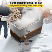 VEVOR - Bandeja evaporadora de jarabe de arce de acero inoxidable de 36.0 x 24.0 x 18.5 in con válvula y termómetro y bandeja dividida y bandeja de alimentación