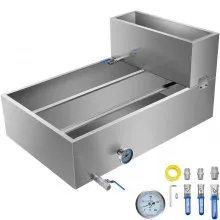 VEVOR - Bandeja evaporadora de jarabe de arce de acero inoxidable de 36.0 x 24.0 x 18.5 in con válvula y termómetro y bandeja dividida y bandeja de alimentación