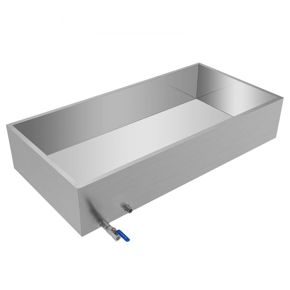 Bandeja evaporadora de jarabe de arce VEVOR de 48 x 24 x 9,5 pulgadas, de acero inoxidable, con válvula para hervir jarabe de arce.