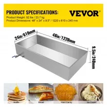 VEVOR - Bandeja evaporadora de jarabe de arce de acero inoxidable de 48 x 24 x 9,5 pulgadas con válvula para hervir jarabe de arce