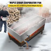 VEVOR - Bandeja evaporadora de jarabe de arce de acero inoxidable de 48 x 24 x 9,4 pulgadas con válvula y termómetro y bandeja dividida