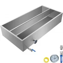 VEVOR - Bandeja evaporadora de jarabe de arce de acero inoxidable de 48 x 24 x 9,4 pulgadas con válvula y termómetro y bandeja dividida