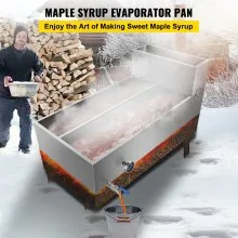 VEVOR - Bandeja evaporadora de jarabe de arce de acero inoxidable de 48 x 24 x 19 pulgadas con válvula y termómetro y bandeja dividida y bandeja de alimentación