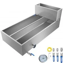 VEVOR - Bandeja evaporadora de jarabe de arce de acero inoxidable de 48 x 24 x 19 pulgadas con válvula y termómetro y bandeja dividida y bandeja de alimentación