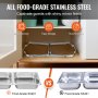 VEVOR Juego de buffet de platos para calentar alimentos, 8 cuartos de galón, paquete de 4, calentador de acero inoxidable con 4 bandejas de tamaño completo, servidor calentador rectangular para catering con tapa, bandeja de agua, soporte plegable, bandeja de combustible, soporte con clip para cuchara, al menos 8 personas cada uno