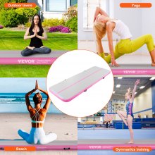 VEVOR Colchoneta de aire para gimnasia, colchoneta inflable para gimnasia de 4 pulgadas de espesor, pista de caída con bomba eléctrica, colchonetas de entrenamiento para uso doméstico/gimnasio/yoga/animadoras/playa/parque/agua, 10 pies, rosa