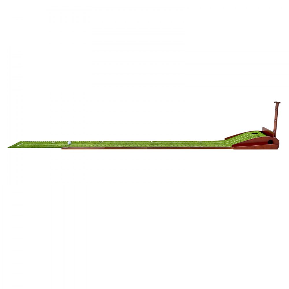 Tapete de práctica de golf VEVOR, green de práctica de golf para interiores de 2 hoyos, ayuda de entrenamiento de golf sin arrugas, juego de minigolf con retorno automático de bolas, guía de alineación, 3 bolas, base de madera, regalo para practicar golf en casa o en la oficina