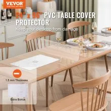 Protector de mesa de PVC VEVOR de 24 x 96 pulgadas, protector de escritorio de plástico transparente de 1,5 mm de grosor