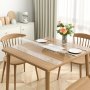 Juego de mesa de comedor con protector de mesa transparente VEVOR, flores y decoración minimalista.