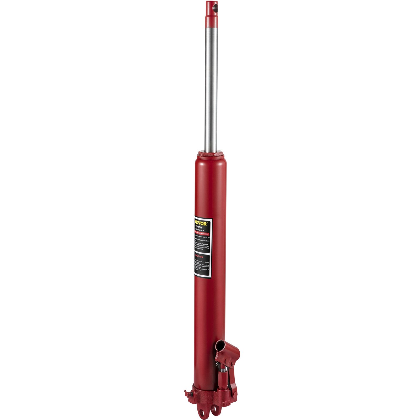 Gato hidráulico VEVOR rojo de cilindro largo con mango plateado extendido.
