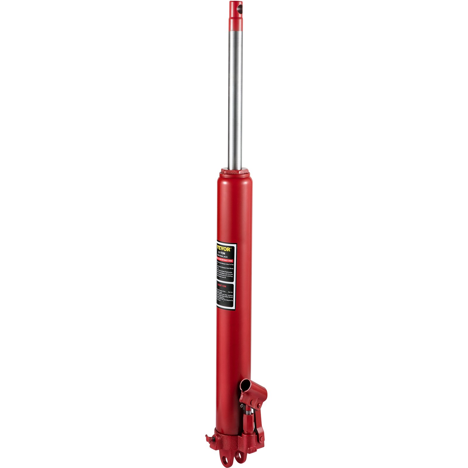 Gato hidráulico VEVOR rojo con mango extendido y base resistente.