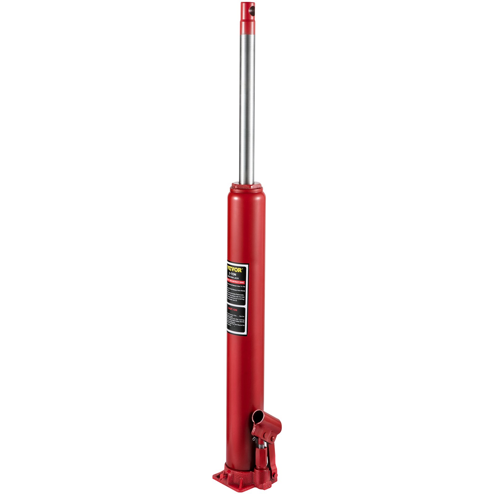 Gato hidráulico de carnero largo VEVOR, capacidad de 3 toneladas/6600 lbs, con bomba de pistón único y base plana, recogedor de cerezas manual con manija, para grúas de garaje/taller, elevador de motor, rojo