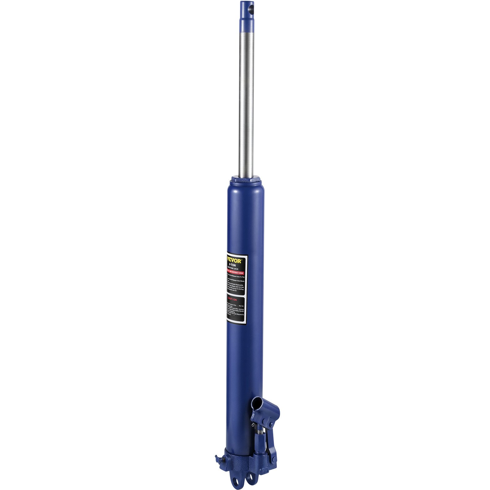 Gato hidráulico de carnero largo VEVOR, capacidad de 3 toneladas/6600 lbs, con bomba de pistón único y base de horquilla, selector de cereza manual con manija, para grúas de garaje/taller, elevador de motor, azul