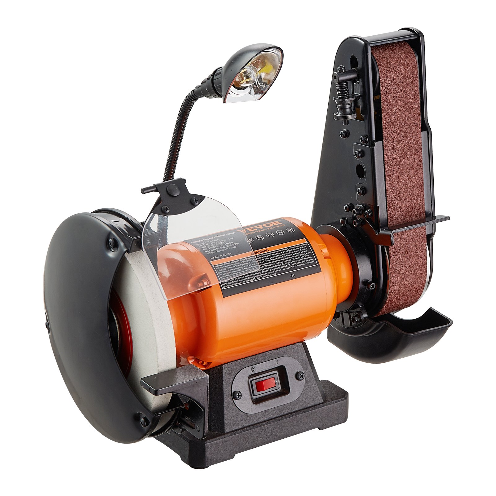 VEVOR Amoladora de banco de 8 pulgadas con combo de lijadora de banda de 2 x 28 pulgadas, lijadora de banco con motor de inducción de 2,5 A para afilar metales