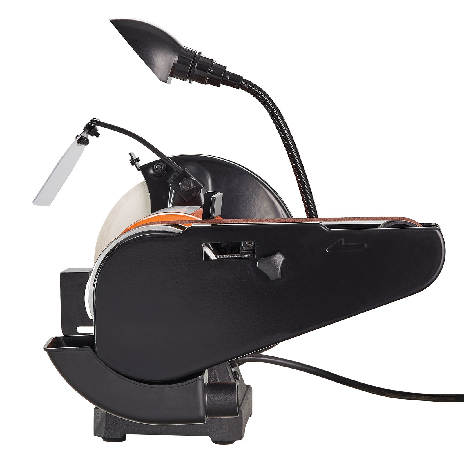 Amoladora de banco VEVOR de 8 pulgadas con lijadora de banda de 2 x 28 pulgadas, lijadora de banco con motor de inducción de 2,5 A para afilar y rectificar metales