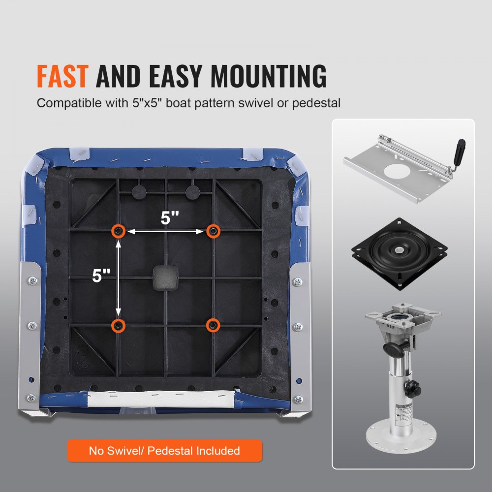 VEVOR Asiento para barco con respaldo bajo, silla plegable para barco de pesca con acolchado de esponja, paquete de 2