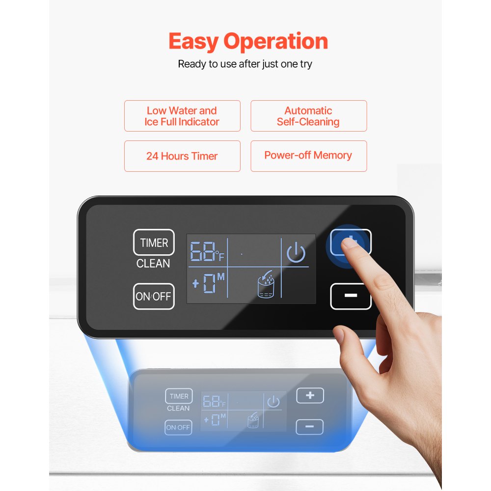 VEVOR Máquina de hielo empotrada bajo encimera, 30 kg/día, con bomba de drenaje, puerta reversible, acero inoxidable, para cocinas comerciales y domésticas.