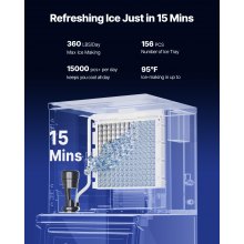 Máquina de hielo comercial de 360 lb/24 h con depósito de almacenamiento de 250 lb y autolimpieza automática
