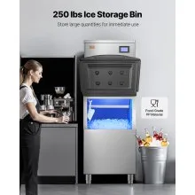 Máquina de hielo comercial de 450 libras/24 horas con depósito de almacenamiento de 250 libras y autolimpieza automática