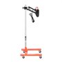 Lámpara de curado por infrarrojos VEVOR sobre soporte ajustable con elemento calefactor rojo y base naranja.