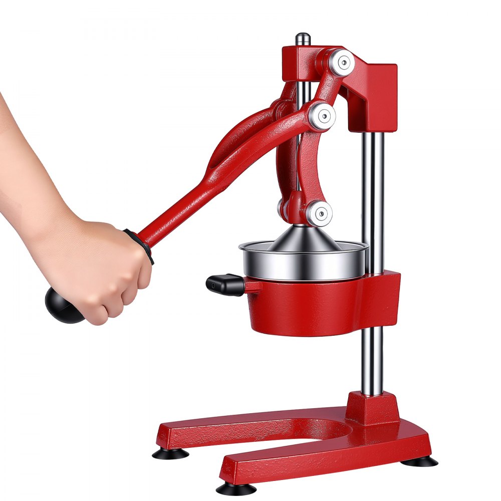 Exprimidor manual de cítricos VEVOR, exprimidor manual de naranjas de 38 cm de altura, extractor manual de jugo fresco para limón, granada y pomelo, hierro fundido resistente, fácil de limpiar, para uso doméstico y comercial, rojo.