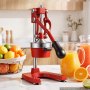 VEVOR Manual Citrus Juicer, 15" Tall Hand Press Orange Juicer, Manual Fresh Juice Extractor for Lemon Pomegranate Grapefruit, Heavy-Duty Cast Iron, Easy to Clean, Home & Commercial Use, Red