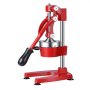 VEVOR Manual Citrus Juicer, 15" Tall Hand Press Orange Juicer, Manual Fresh Juice Extractor for Lemon Pomegranate Grapefruit, Heavy-Duty Cast Iron, Easy to Clean, Home & Commercial Use, Red