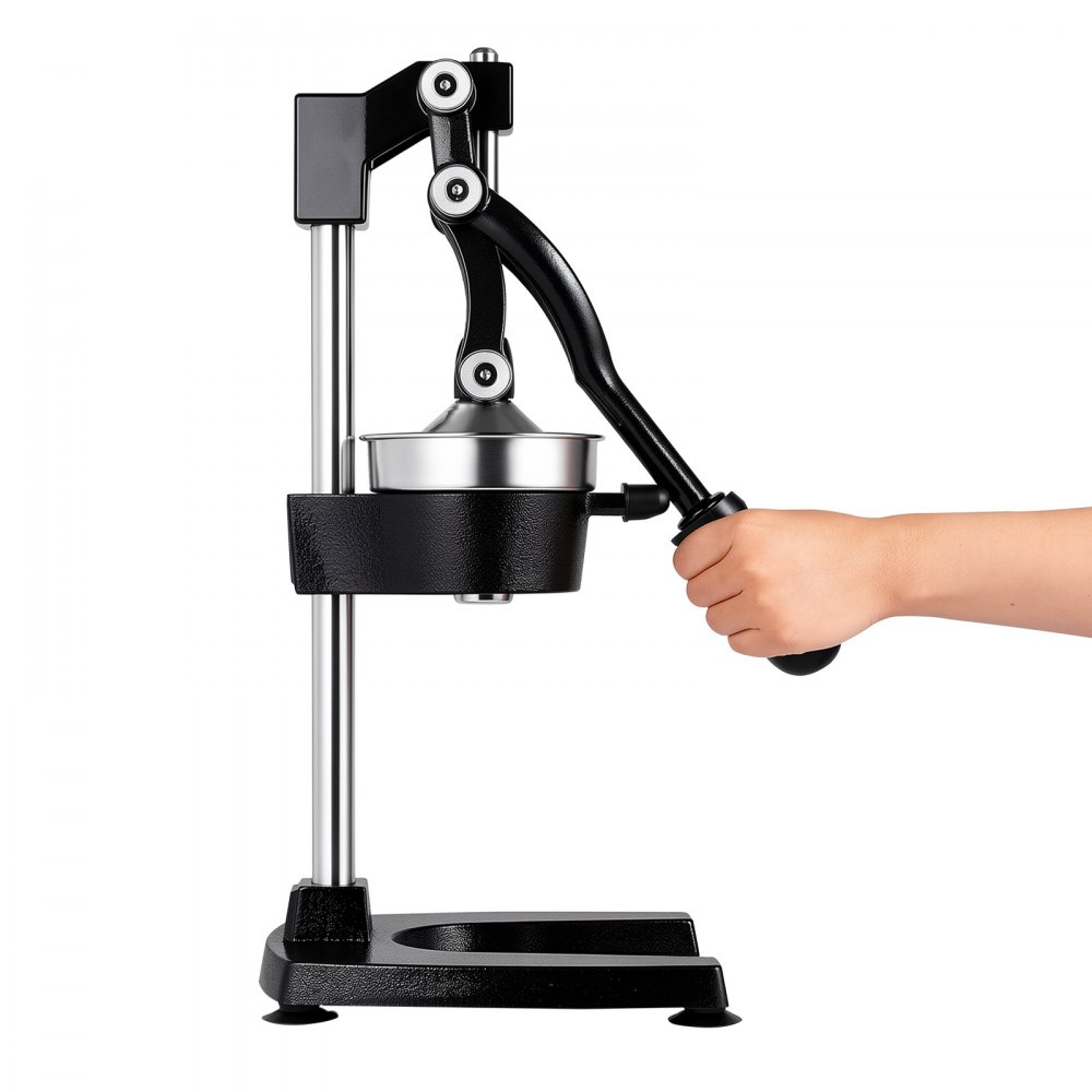 Exprimidor manual de cítricos VEVOR, exprimidor manual de naranjas de 48 cm de altura, extractor de jugo fresco manual para limón, granada y pomelo, hierro fundido resistente, fácil de limpiar, para uso doméstico y comercial, color negro.