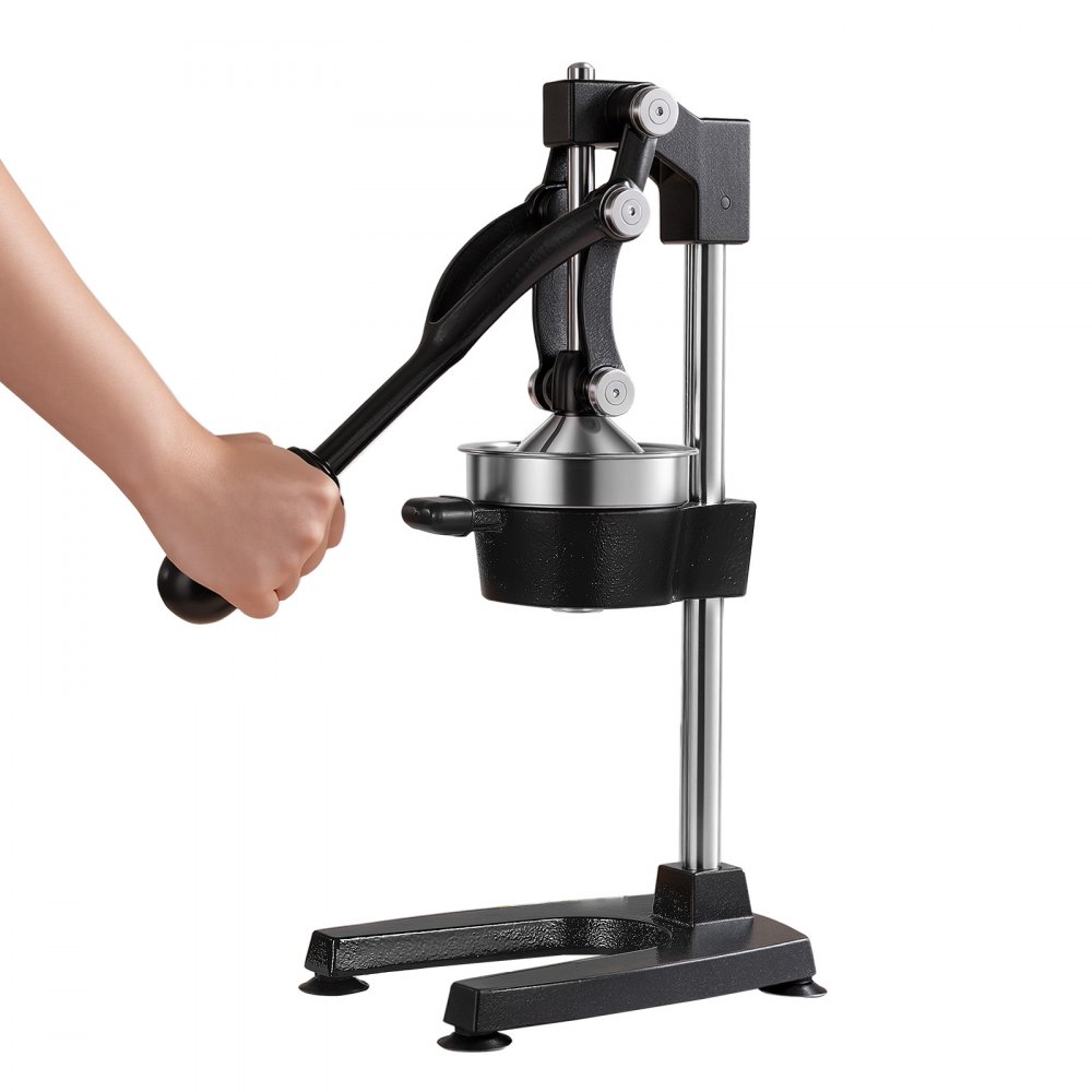 Exprimidor manual de cítricos VEVOR, exprimidor manual de naranjas de 48 cm de altura, extractor de jugo fresco manual para limón, granada y pomelo, hierro fundido resistente, fácil de limpiar, para uso doméstico y comercial, color negro.