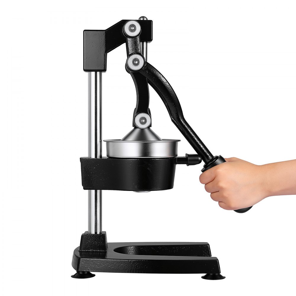 Exprimidor manual de cítricos VEVOR, exprimidor manual de naranjas de 38 cm de altura, extractor de jugo fresco manual para limón, granada y pomelo, hierro fundido resistente, fácil de limpiar, para uso doméstico y comercial, color negro.