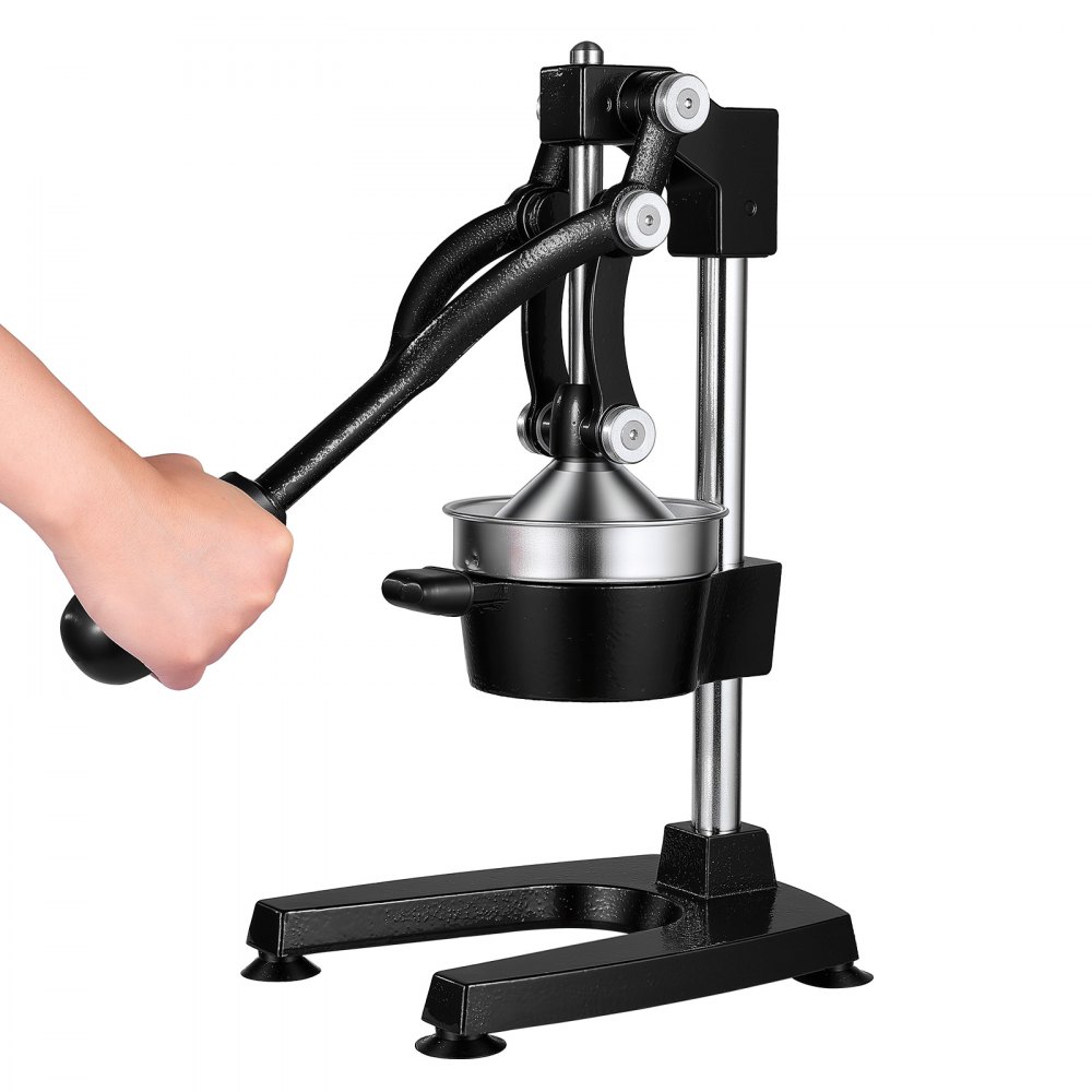 Exprimidor manual de cítricos VEVOR, exprimidor manual de naranjas de 38 cm de altura, extractor de jugo fresco manual para limón, granada y pomelo, hierro fundido resistente, fácil de limpiar, para uso doméstico y comercial, color negro.