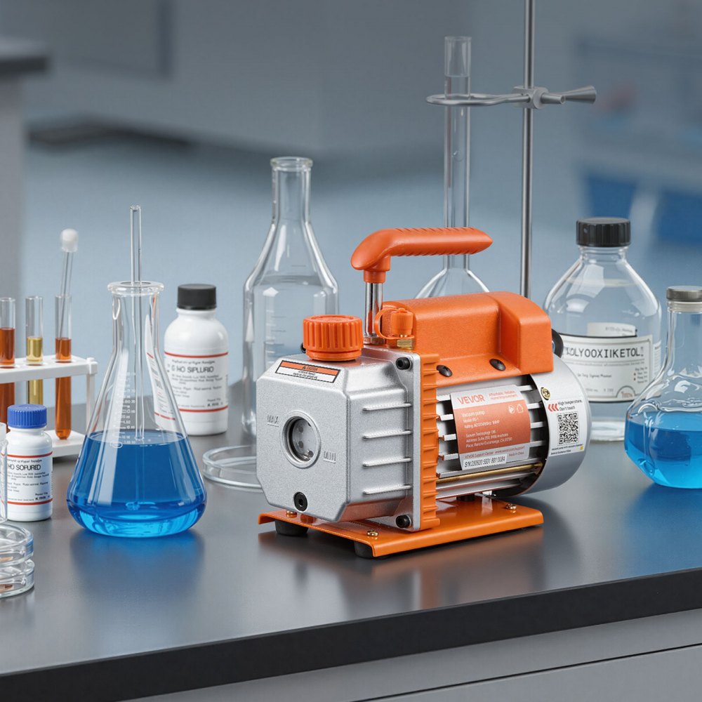 Cámara de vacío VEVOR de 5 galones con bomba, 3,5 CFM, bomba de vacío de una etapa, kit de cámara de desgasificación de acero inoxidable con tapa de vidrio templado, manguera de 5 pies, para estabilizar madera y desgasificar resina de silicona.