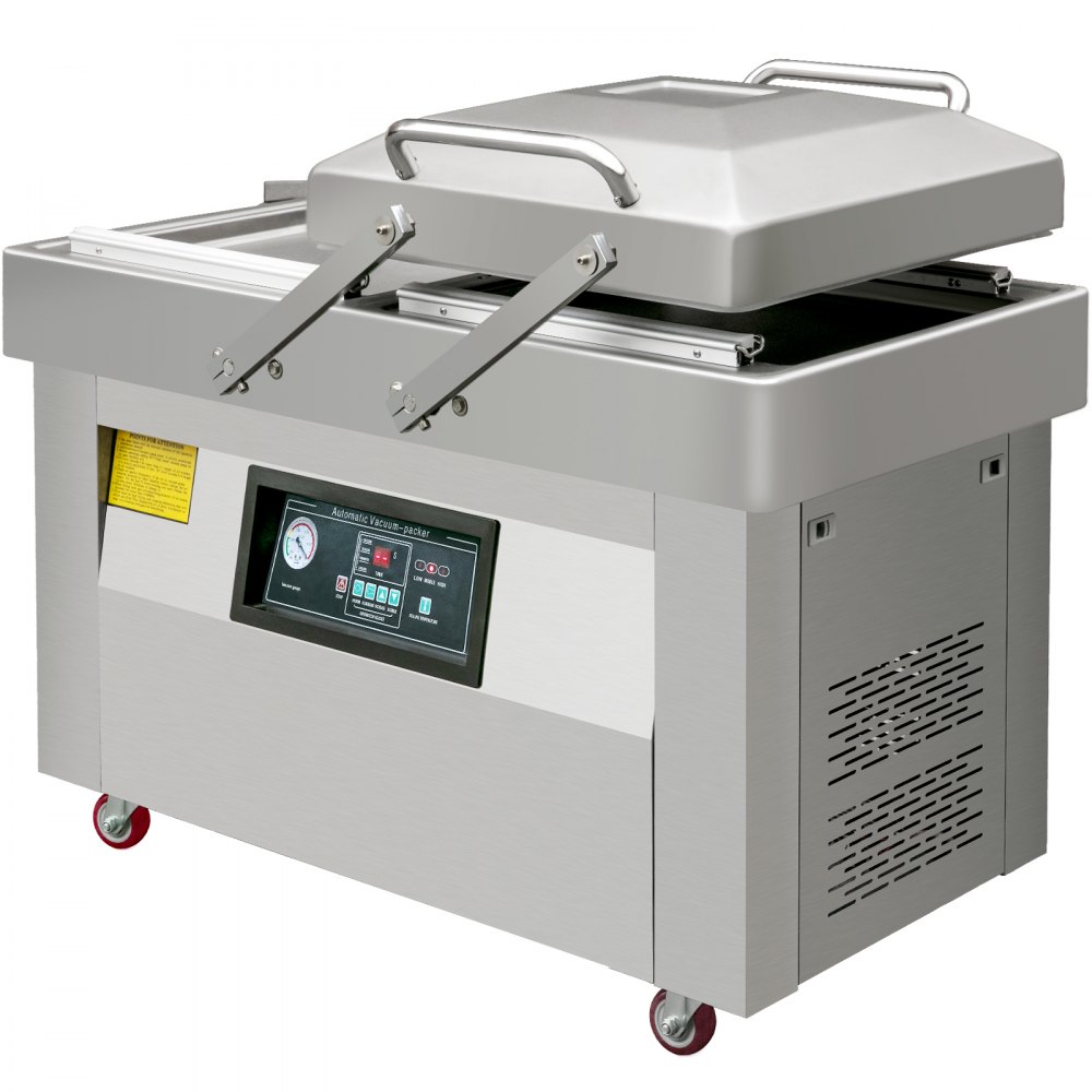 Máquina envasadora al vacío de doble cámara VEVOR, selladora al vacío de 61 x 45 cm, con panel de control moderno para conservación de alimentos, uso doméstico y comercial.