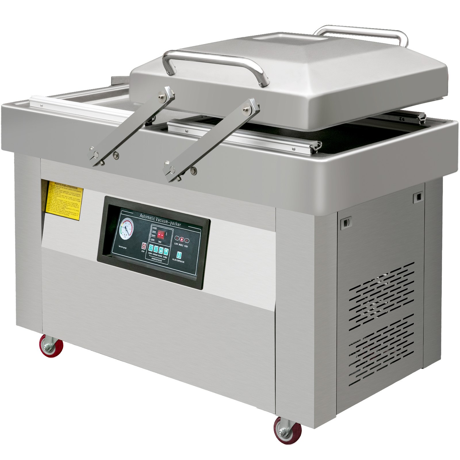 Máquina envasadora al vacío de doble cámara VEVOR, selladora al vacío de 61 x 45 cm, con panel de control moderno para conservación de alimentos, uso doméstico y comercial.