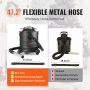 Aspiradora de cenizas VEVOR, 19 litros, 1200 W de potencia de succión, aspirador para chimenea con succión inversa, cable de alimentación de 5 m, 16 kPa de aspiración máxima, para chimeneas, estufas de pellets, estufas de leña y quemadores de leña.