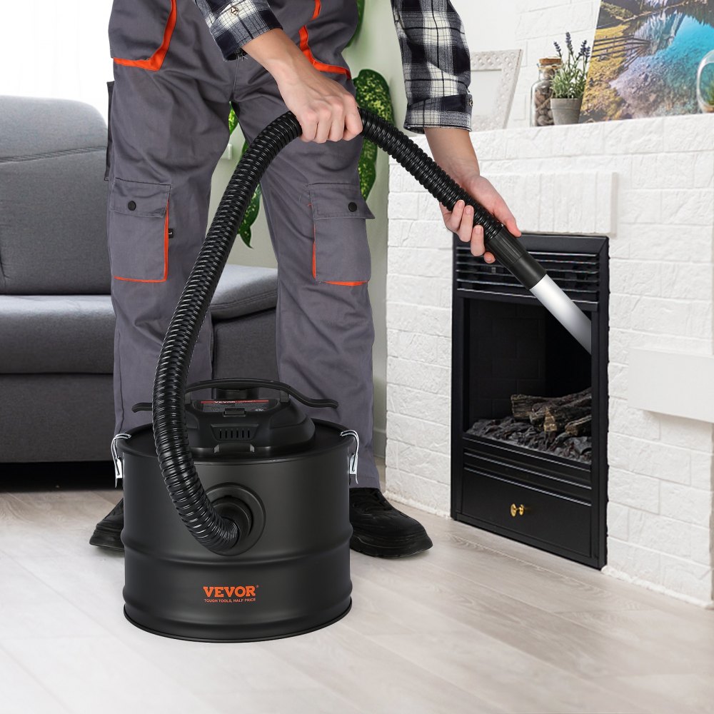 VEVOR Aspirador de cenizas, 4 galones con potente succión de 1200 W, recolector de cenizas con manguera flexible de 47,2 pulgadas, para chimeneas, quemadores de leña, parrillas, estufas de pellets, estufas de leña, hornos de pizza, fogatas