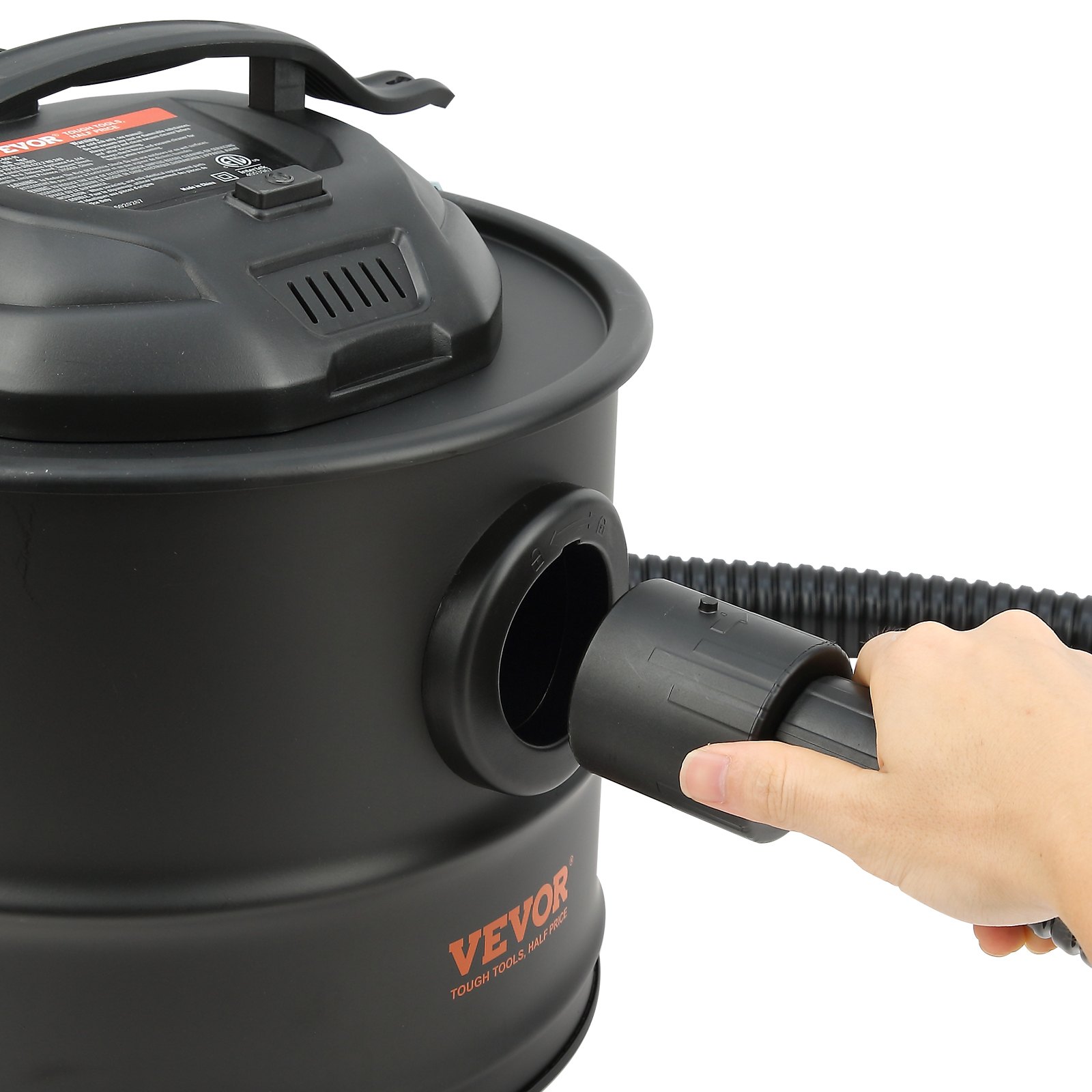 VEVOR Aspirador de cenizas, 4 galones con potente succión de 1200 W, recolector de cenizas con manguera flexible de 47,2 pulgadas, para chimeneas, quemadores de leña, parrillas, estufas de pellets, estufas de leña, hornos de pizza, fogatas