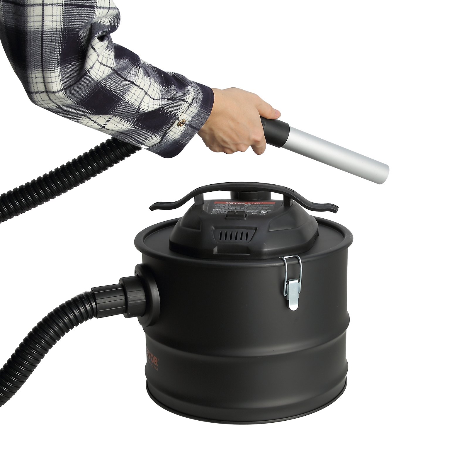 VEVOR Aspirador de cenizas, 4 galones con potente succión de 1200 W, recolector de cenizas con manguera flexible de 47,2 pulgadas, para chimeneas, quemadores de leña, parrillas, estufas de pellets, estufas de leña, hornos de pizza, fogatas